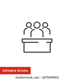 jury group committee icon, jurors linear sign on white background - editable stroke vector illustration eps10