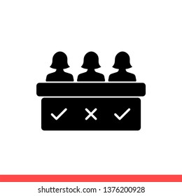 Jury group vector icon, meeting symbol. Simple, flat design for web or mobile app