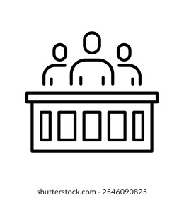 Jury icon in line style with editable stroke. Icon about law and justice