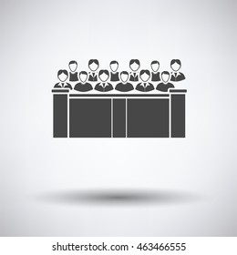 Jury icon on gray background with round shadow. Vector illustration.