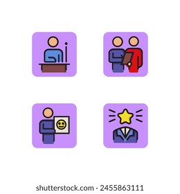 Jury line icon set. Competitive selection, evaluation of candidates and summing up results. Contest concept. Vector illustration for web design