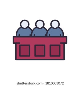jury men line and fill style icon design, Law justice legal judgment and judical theme Vector illustration