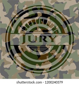 Jury written on a camo texture