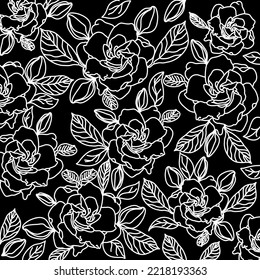 jusmine Flawers bloom
Group.vector illustration handmade.
back and white.
pattern on background.