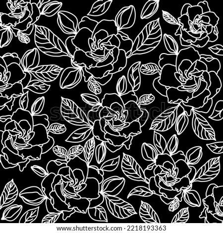 jusmine Flawers bloom
Group.vector illustration handmade.
back and white.
pattern on background.