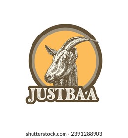 Just Baa goat illustration design