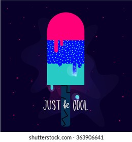 Just be cool. Abstract concept poster with cosmic ice cream. 