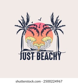 Just Beachy summer palm tree graphic tee design