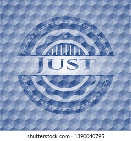 Just blue badge with geometric pattern. Vector Illustration. Detailed.