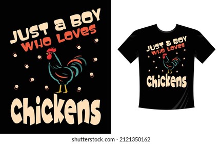 Just a boy who loves chickens vector t-shirt design Mother cluckers. Chicken Typography Tshirt.