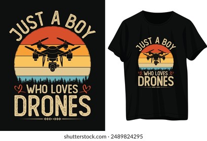 Nur ein Junge, der Drohnen-T-Shirt liebt
