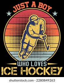 Just a boy who loves ice hockey T-shirt design.