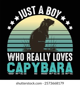 Just a boy who really loves capybara vector illustration