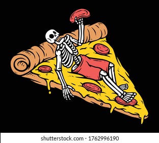 Just chilling with pizza vector illustration