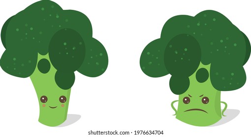 Just cute twin broccoli with different moods