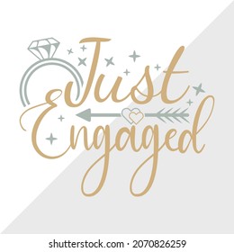 Just Engaged Printable Vector Illustration