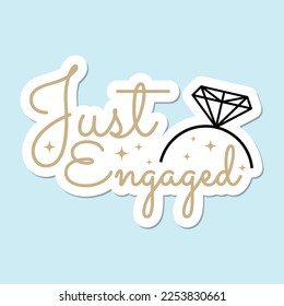 Just engaged wedding day ceremony decoration party sticker icon sign vector