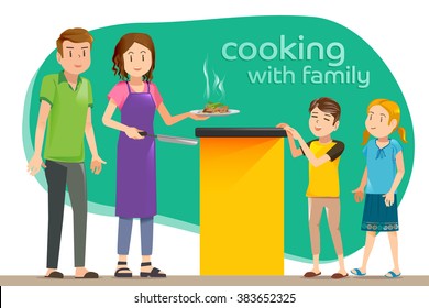 Just finished cooking in kitchen. Healthy dinner recipes for family. The smell of delicious food.