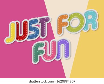 just for fun letters banner with border stitches