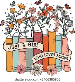 Just a girl who loves books, Book Lover, Floral Books, Read Book, Reading, Library, Love Books, Wildflowers Books