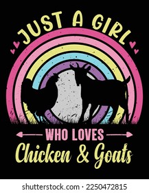 Just A Girl Who Loves Chicken And Goats T-shirt Design For Women