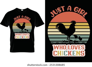 "Just a Girl Who Loves Chicken" camiseta es perfecto para los amantes de las aves de corral! Muestre su obsesión por el pollo con este diseño divertido y de moda, ideal para ropa casual.