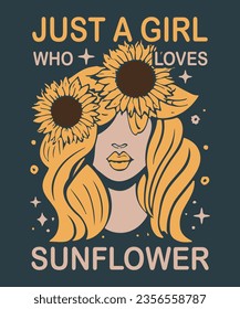 Just A Girl Who Loves Sunflower T-Shirt Design