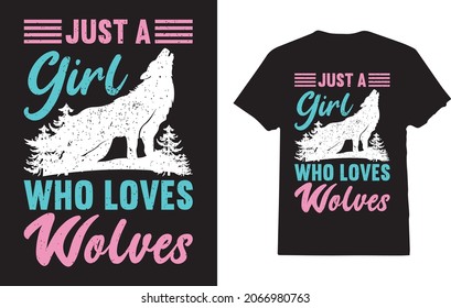 Solo una chica que ama a los lobos una camiseta de Lobo dulce para chicas adolescentes 