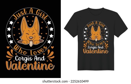 just a girls corgis valentine t-shirt design