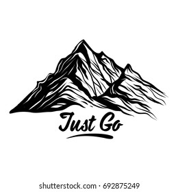 Just Go - Mountain vector design element in white background