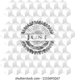 Just grey emblem with geometric cube white background