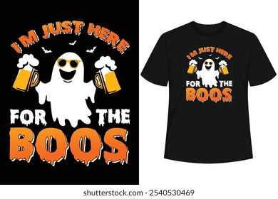 Só estou aqui para os livros engraçado Halloween Ghost Design. Engane ou trate design gráfico mostrando um fantasma bonito usando óculos escuros para The Boo Crew.