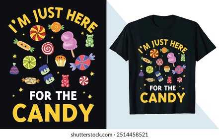 I'm Just Here For The Candy Lollipop Halloween Funny t shirt design Template