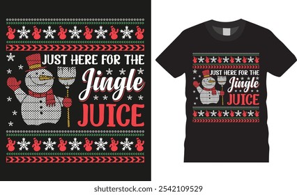 Just here for the jingle juice, Christmas squad typography vector t shirt design. Merry Christmas T-shirts. Winter cozy themed colorful text vector. This design is perfect for t-shirts, banner, pod