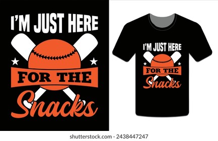 I'm just here for the snacks, Baseball t-shirt design Vector Art