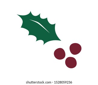 just a Holly leaf with three berries. bright, familiar traditionally. Christmas print