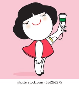 Just Inject The Coffee Straight In Concept Card Character illustration