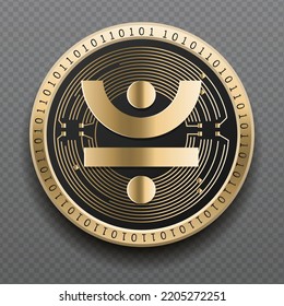 Just (JST) cryptocurrency golden coin isolated in transparent background. Virtual currency token symbol vector illustration based on cryptography and block chain technology.