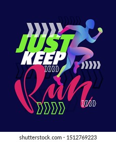 Just Keep Running - cuye motivation template poster banner lettering art