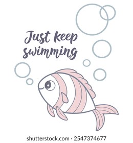 Just Keep Swimming: A Fish's Journey Vector Design