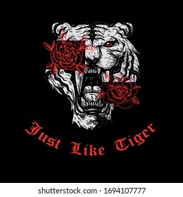 Just like tiger slogan graphic vector print lettering for t shirt print design.