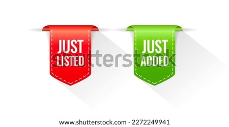 Just listed and Just added vector business ribbons set on white background