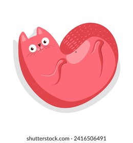 i just love you, valentine's day pink cat, pink heart cat, poster, banner, greeting card, vector illustration