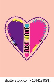just love,t-shirt print poster vector illustration