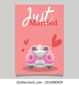 Just Married Banner with Elegant Car