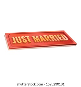 Just married banner icon. Cartoon of just married banner vector icon for web design isolated on white background