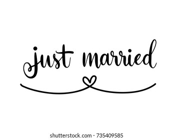 Just Married Calligraphy Hand Lettering Vector Stock Vector (Royalty ...