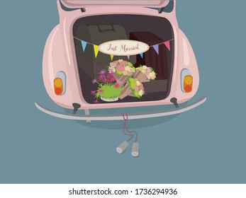 Just Married Car Isolated on illustration graphic vector