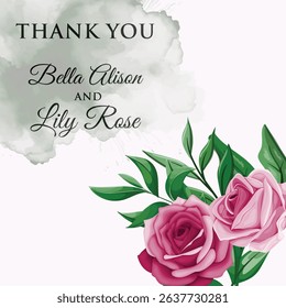 JUST MARRIED card, wedding invitation card, on a white background pink flowers close up.
