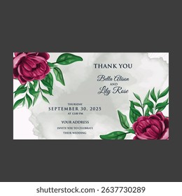 JUST MARRIED card, wedding invitation card, on a white background pink flowers close up.